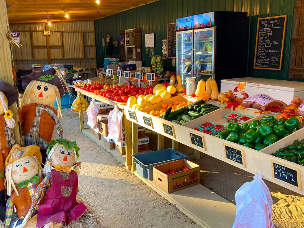 Various Fruits, Vegetables on display inside Nana and Papa's Market in Vernon, Florida