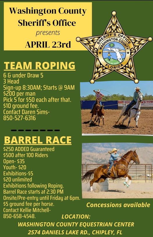 wcso team roping and barrel race flyer - all details are in the article for those with screen readers