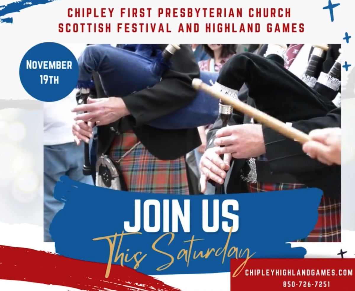 chipley scottish festival; hands holding bagpipes and a drumb stick