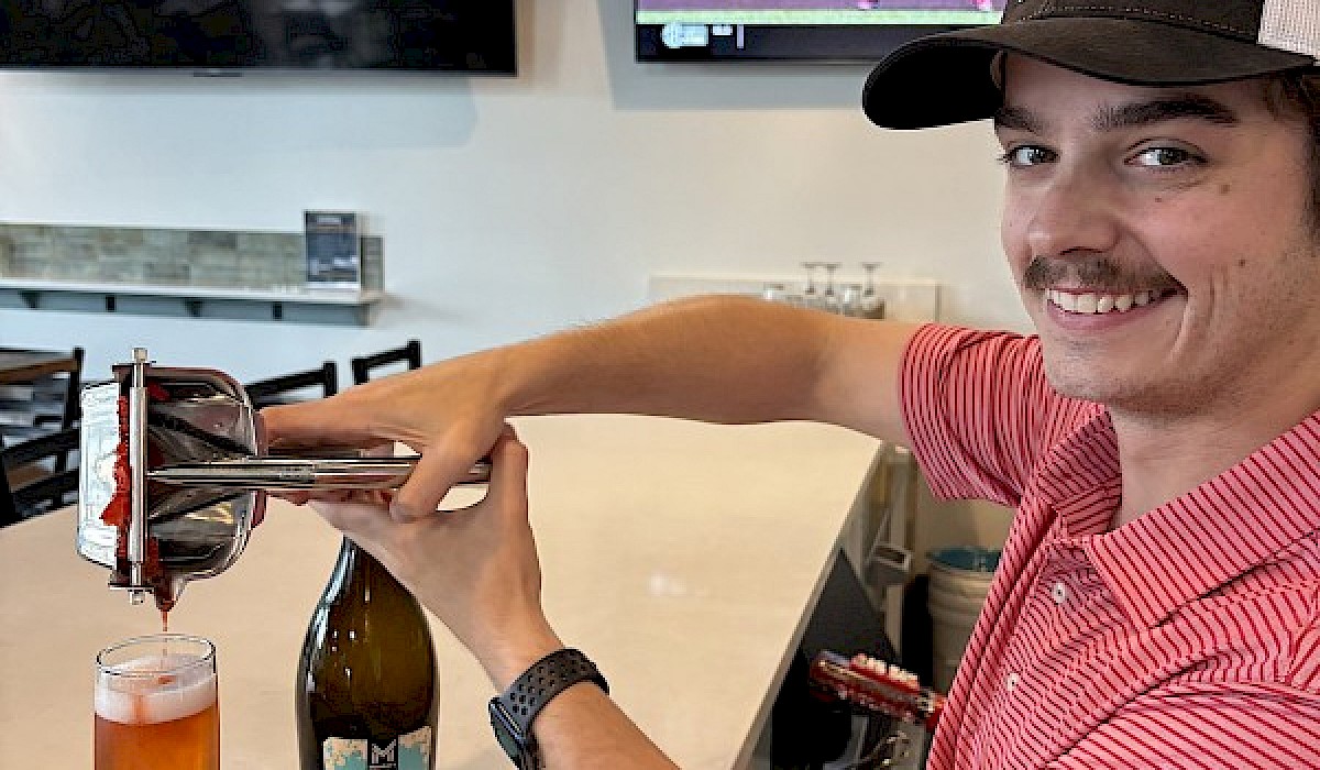 Serving drinks at the tap room