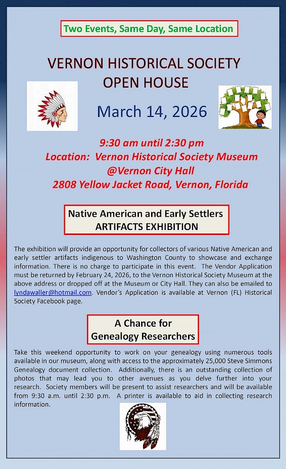 Vernon Historical Society Open House Flyer